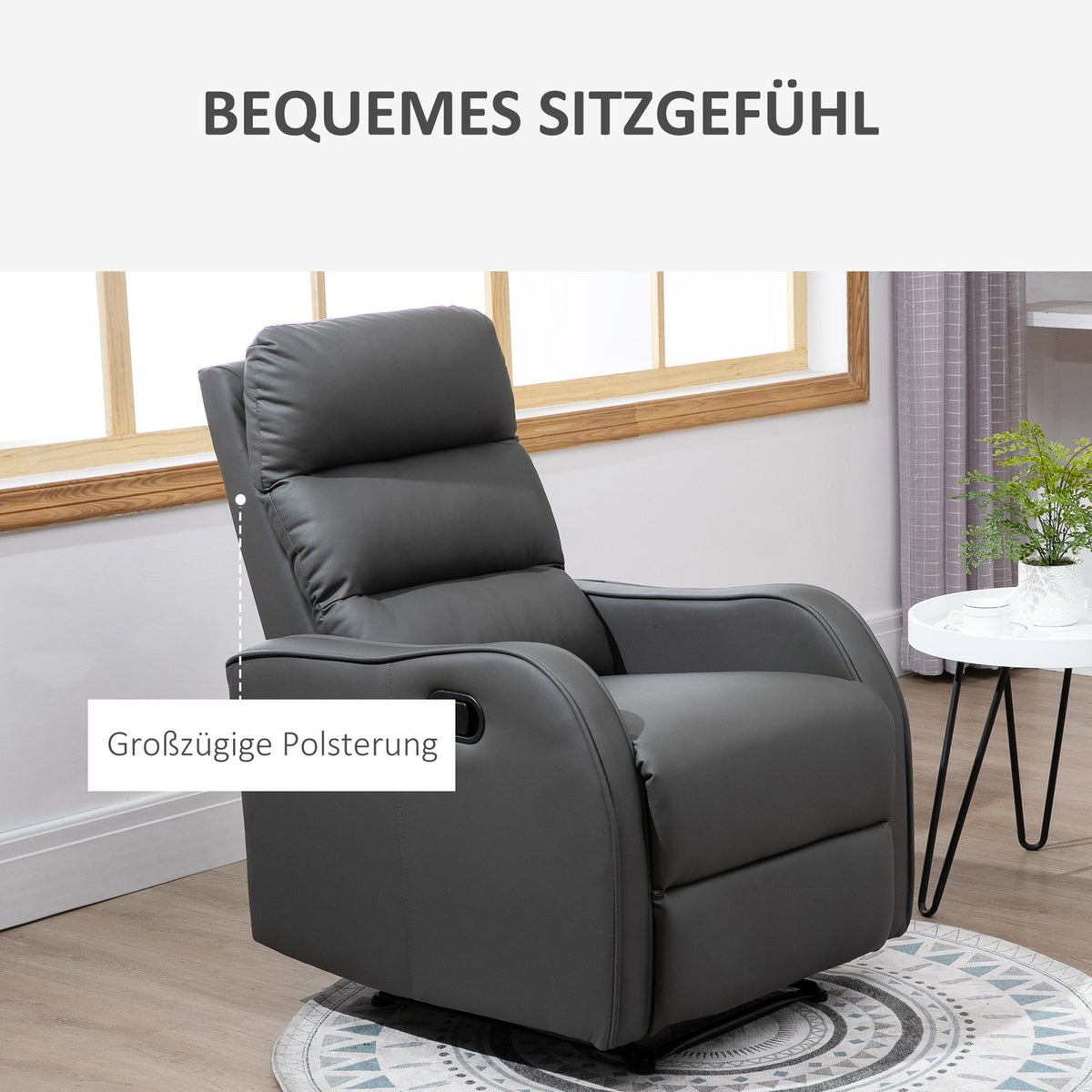Relaxation Chair With Rocking And Reclining Function, Rotatable, Cup Holder, Microfiber Cloth