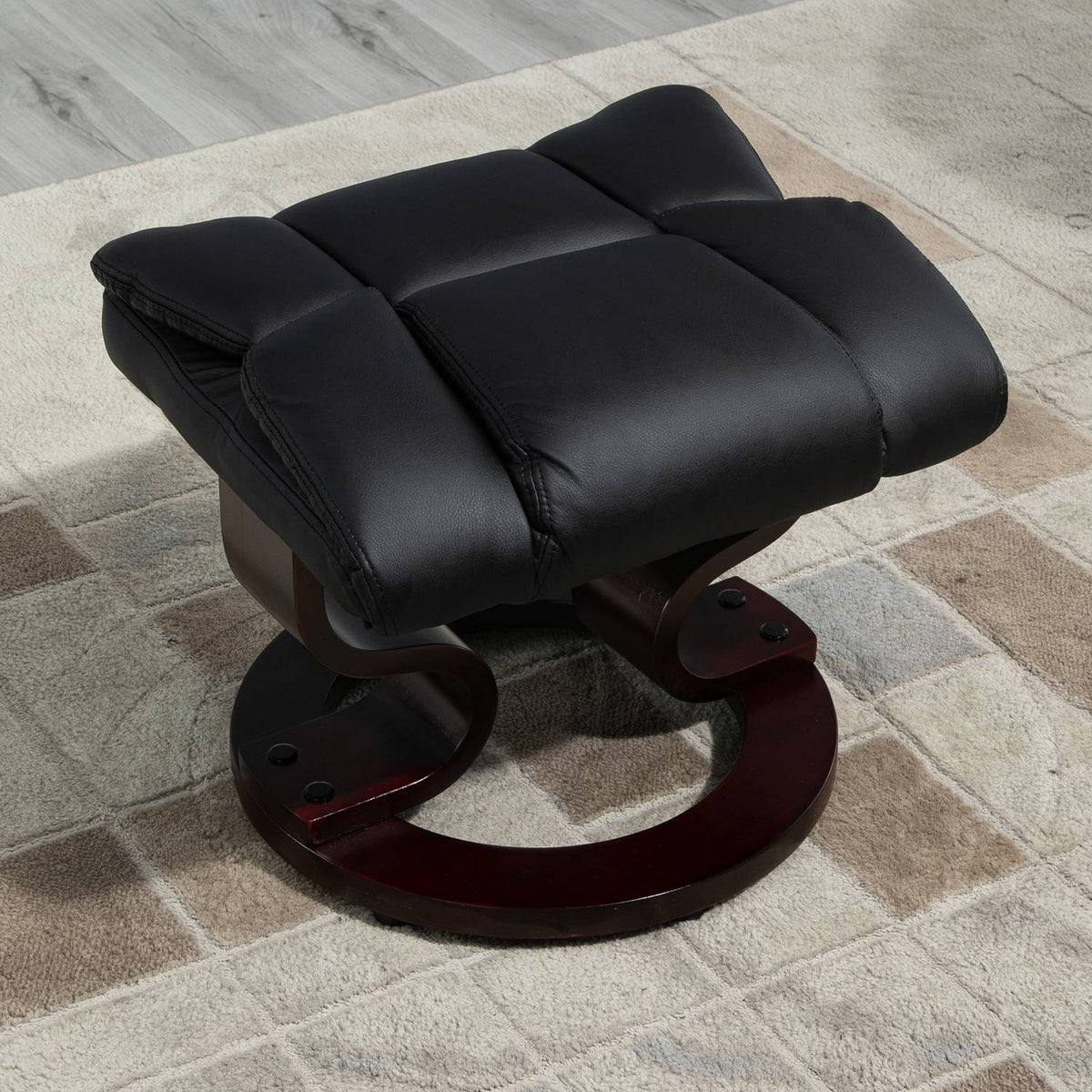 Relaxation Chair With Stool, Rotating Tv Chair With Reclining Function, Faux Leather, Black