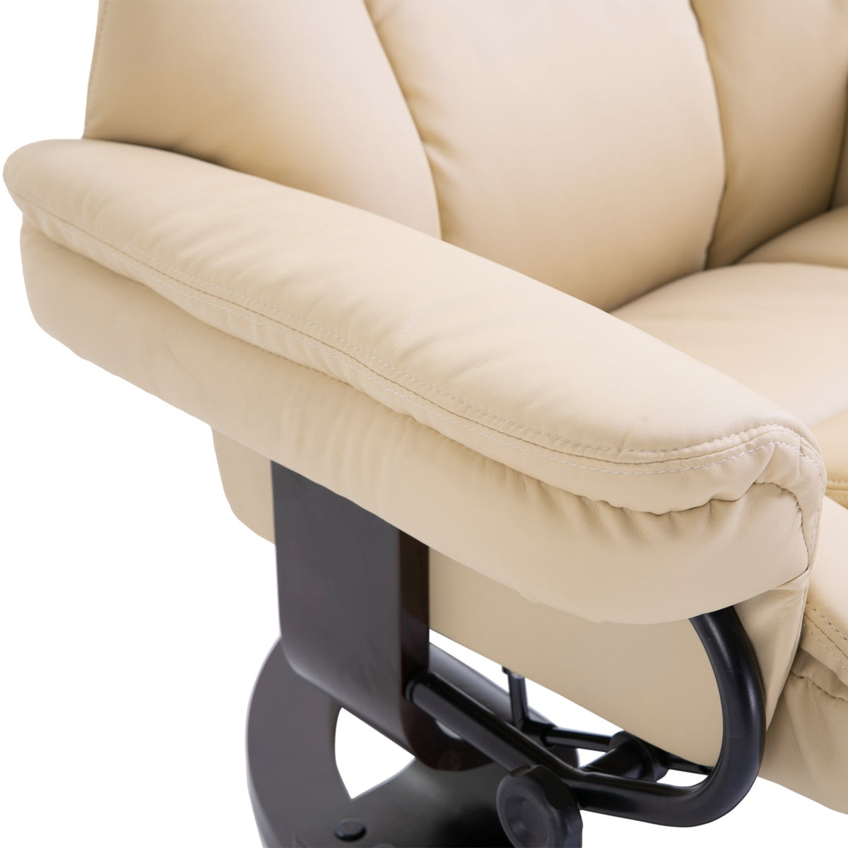 Relaxation Chair With Stool, Rotating Tv Chair With Reclining Function, Faux Leather, Cream