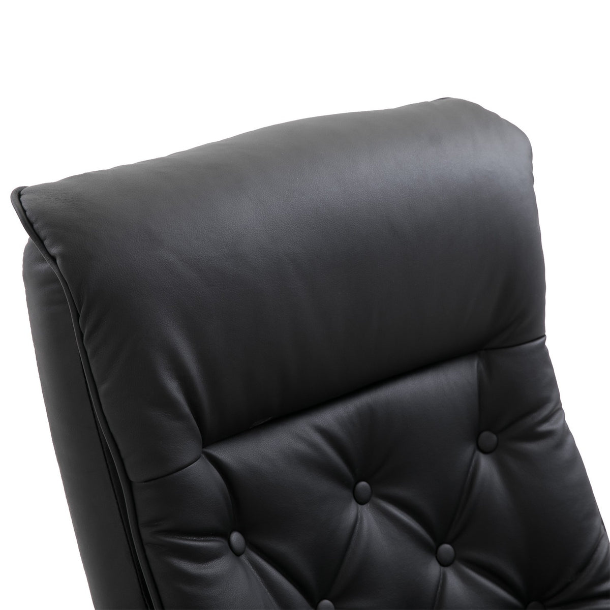 Relaxation Chair With Stool Tv Chair Upholstered Chair 360° Rotatable 145° Tiltable Chesterfield Pu Cover Wood Paneling Metal Base 82X83X110Cm