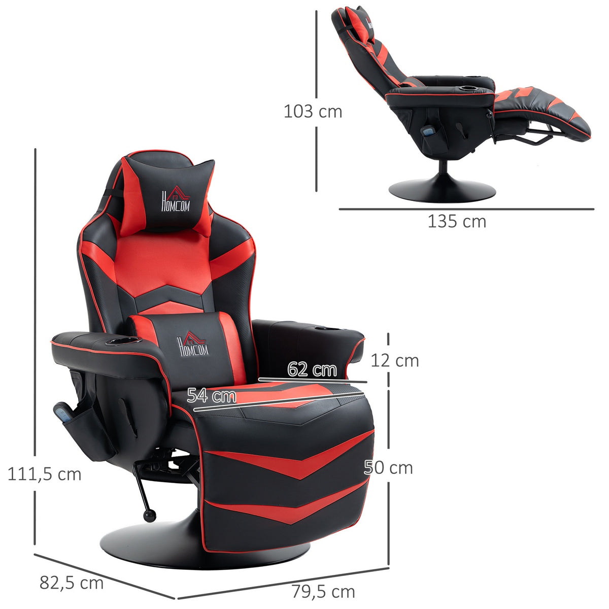 Relaxation Lounger With Massage Function, Ergonomic Lounge Chair With High Backrest And Cushions, Tv Chair With Cup Holder, Recliner, Faux Leather