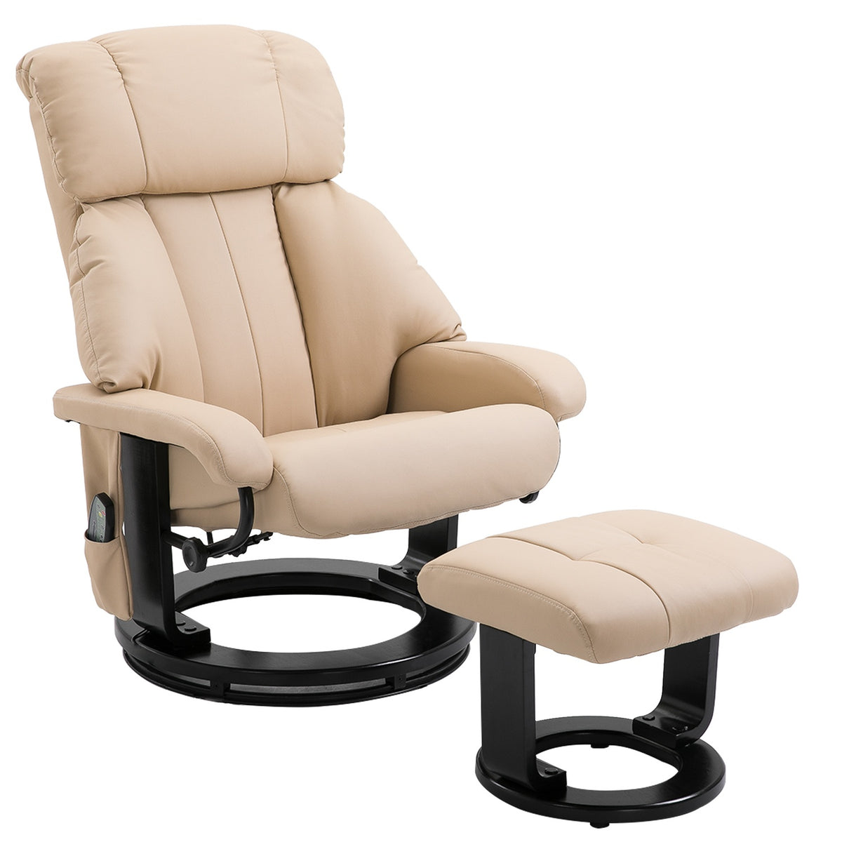 Relaxation Lounger With Reclining Function, Massage Chair, Tv Chair, Recliner, Ergonomic Chair, Armchair With Stool, Massage, Beige, 76 X 80 X 102 Cm