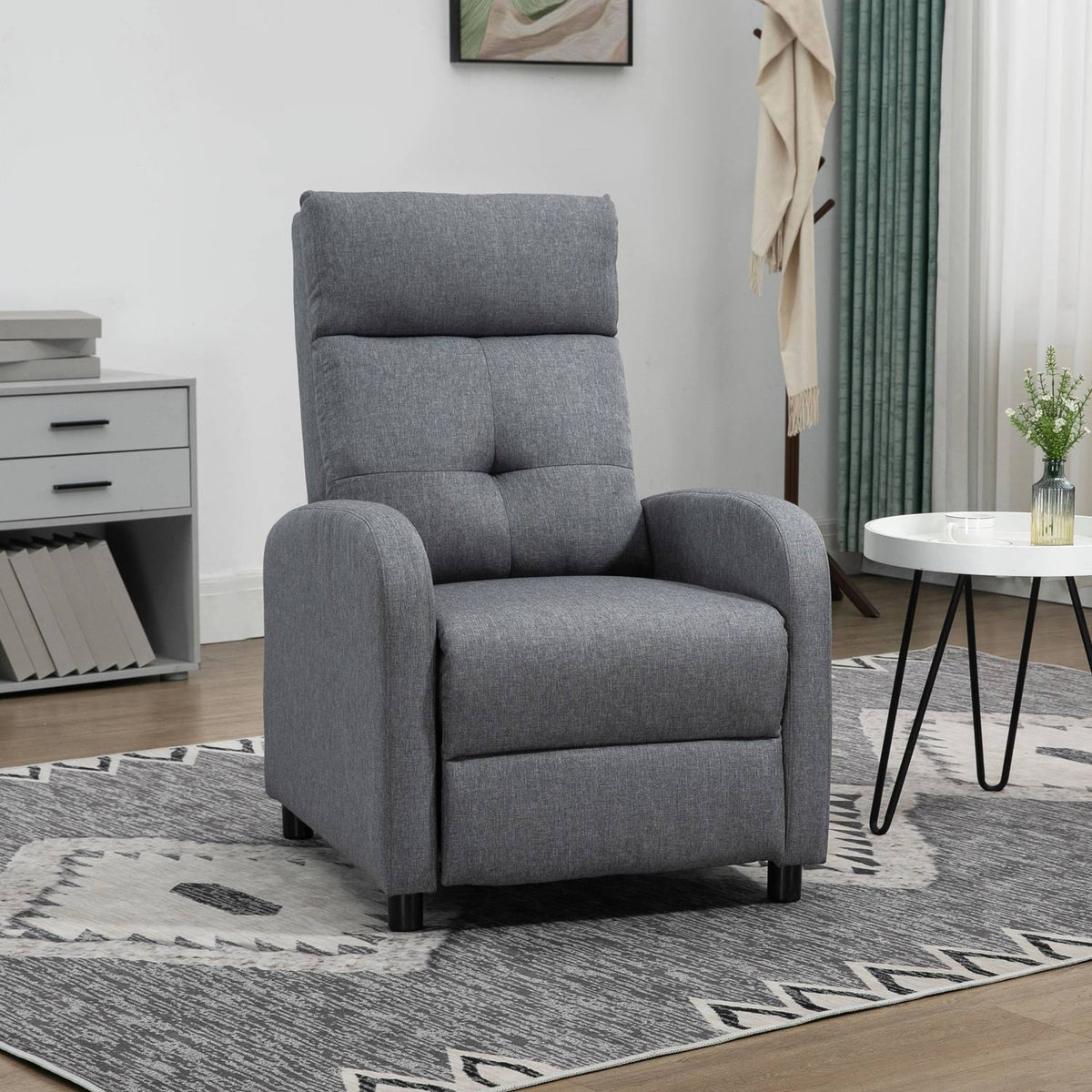 Relaxation armchair, TV armchair with reclining function, TV armchair with linen look, upholstered reclining armchair with pocket spring core, recliner chair with a load capacity of up to 150 kg for the living room, gray