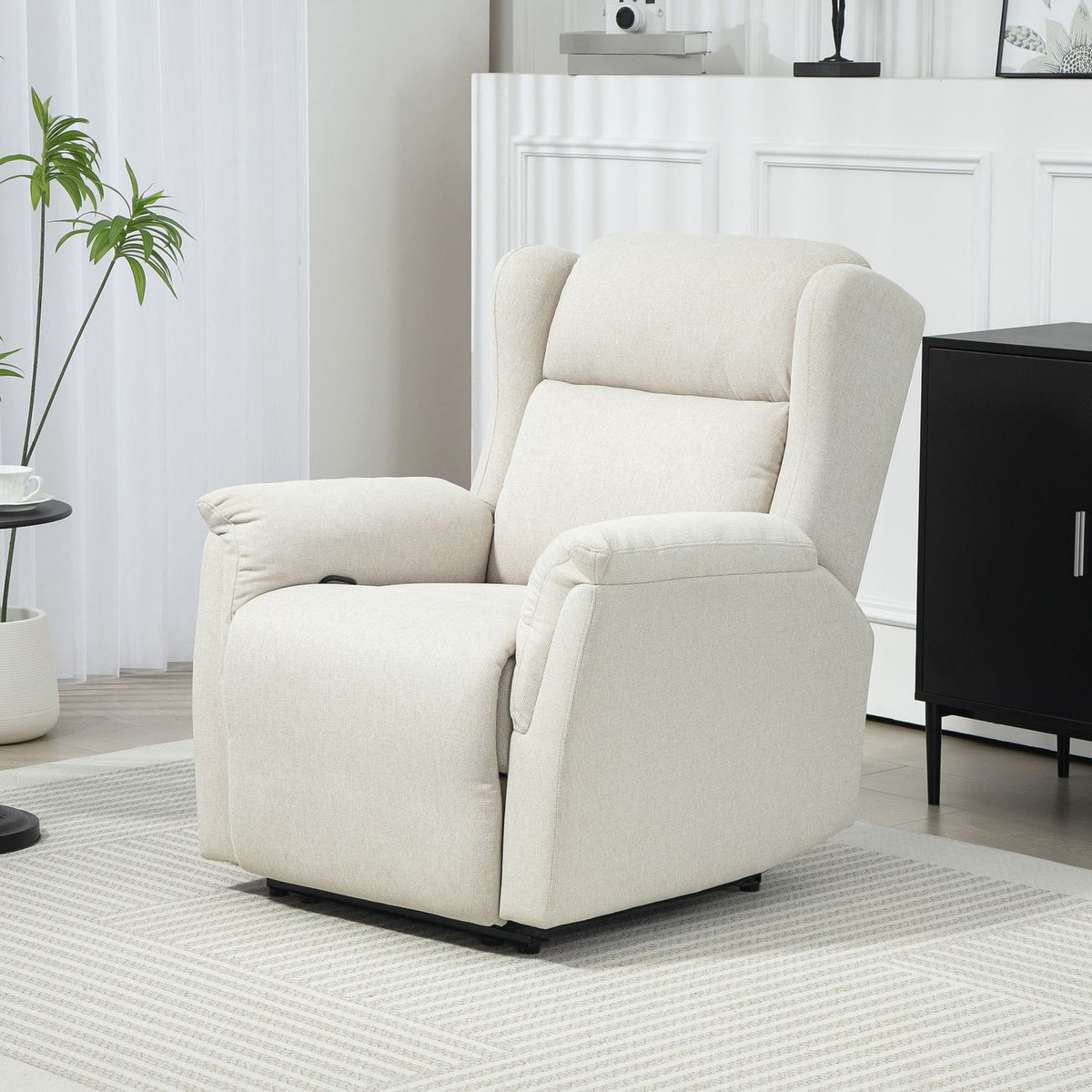 Relaxation armchair, TV armchair with reclining function, TV armchair with pocket spring core, padded recliner armchair, recliner chair with a load capacity of up to 150 kg for living room, bedroom, beige