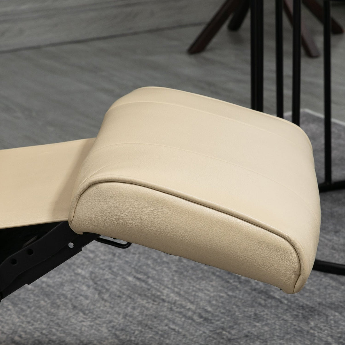 Relaxation armchair TV armchair with reclining function, footrest, 360° rotatable TV armchair with wooden legs, for living room, faux leather, cream white