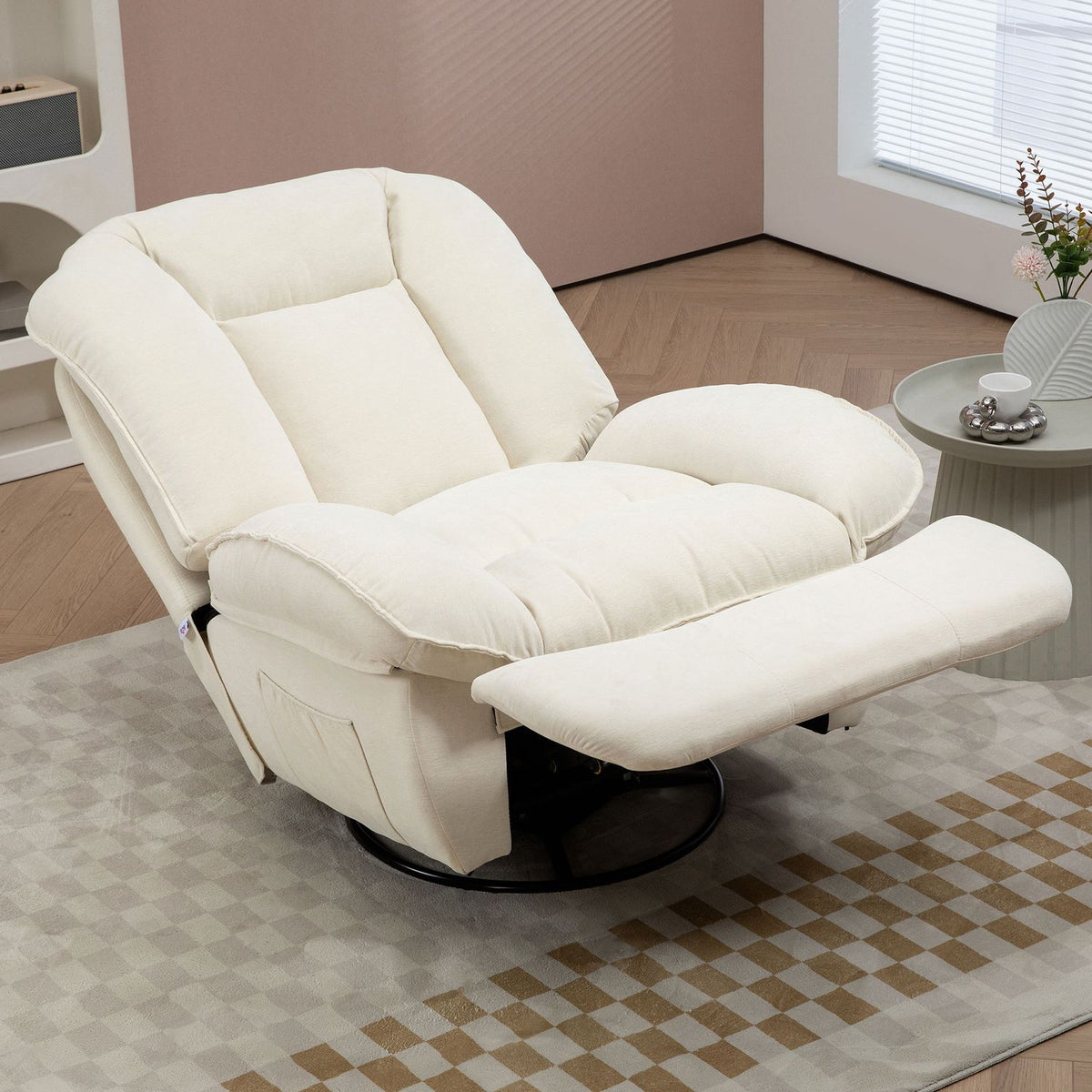Relaxation armchair TV armchair with reclining function, rocking function, swivel TV armchair with pocket spring core, footrest and side pocket