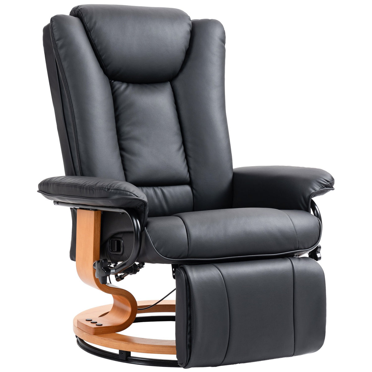 Relaxation armchair swivel TV armchair with reclining function and footrest can hold up to 150 kg, TV armchair made of faux leather in black for living room