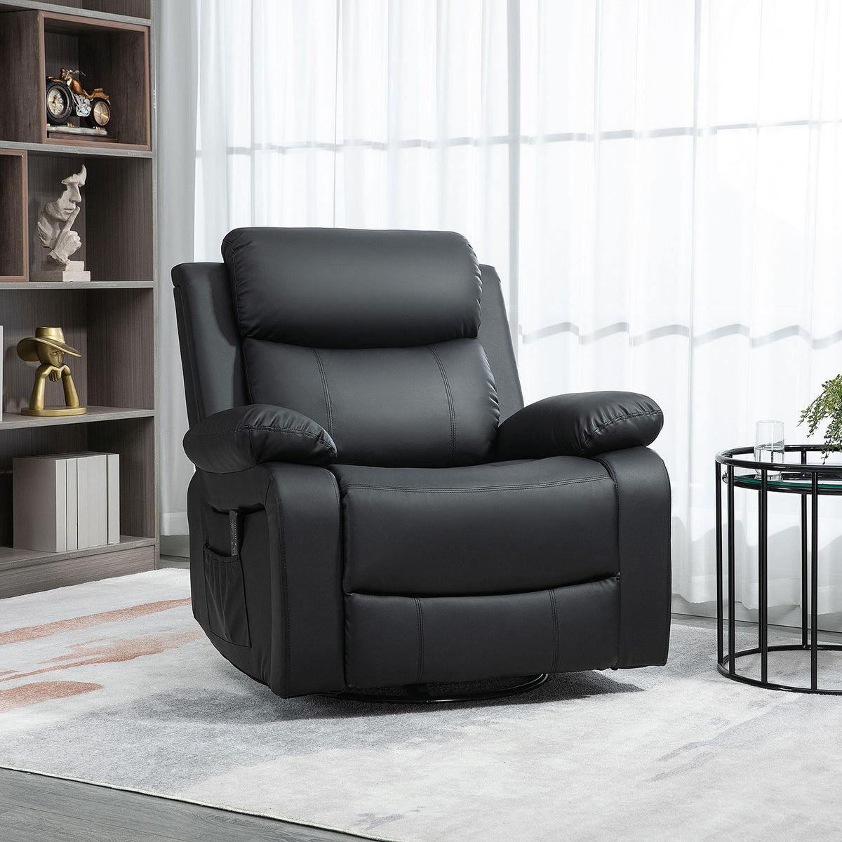 Relaxation chair Massage chair with reclining and rocking function TV chair with 8 vibration heads, side pocket, remote control