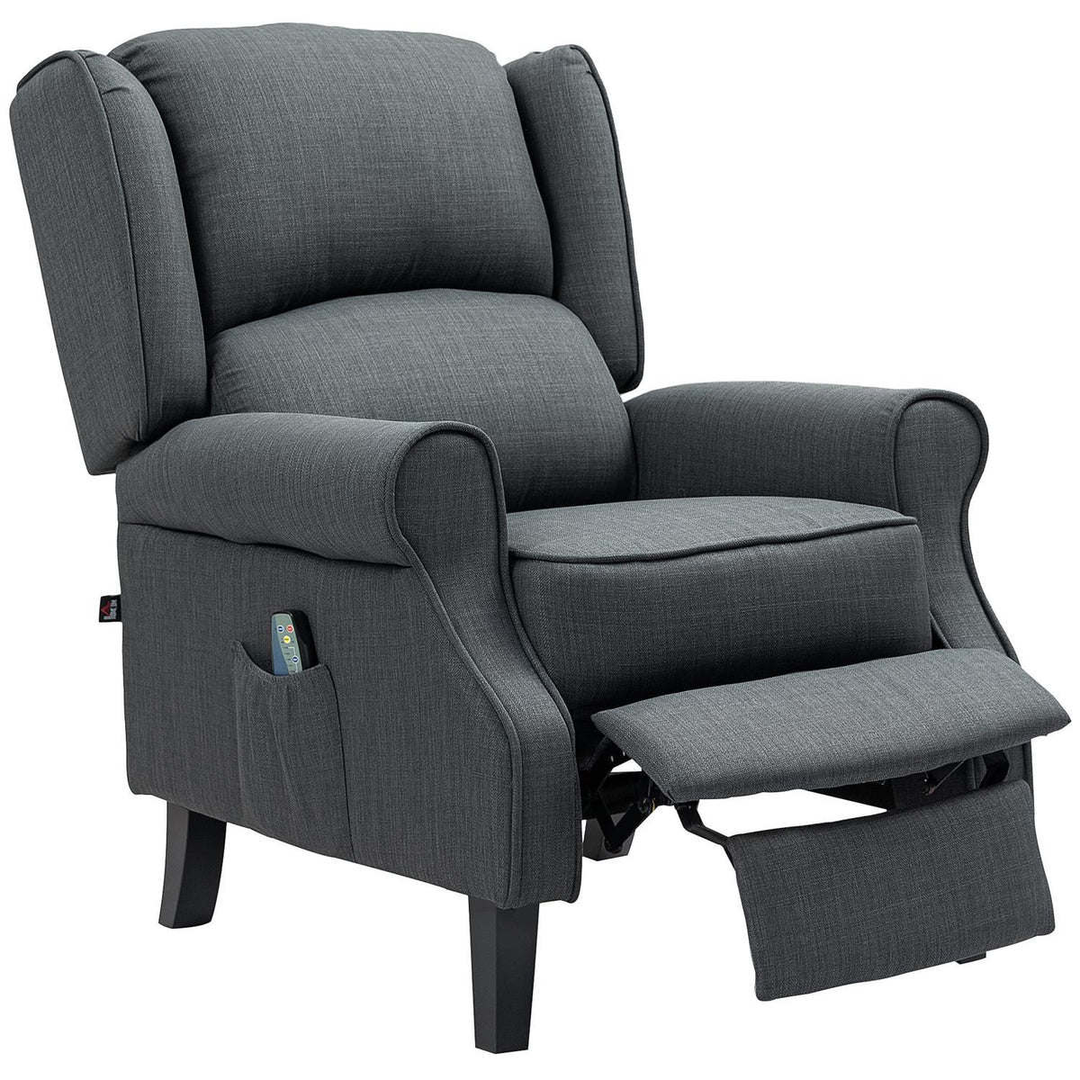 Relaxation chair TV chair with reclining function Electrically adjustable massage chair with heat function Foot part side pocket Remote control TV chair for living room Dark gray