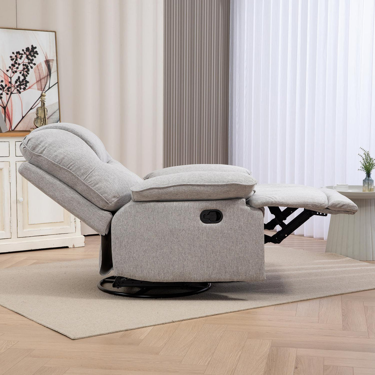 Relaxation chair TV chair with reclining function, footrest, TV chair with pocket spring core, linen look, recliner for living room, gray