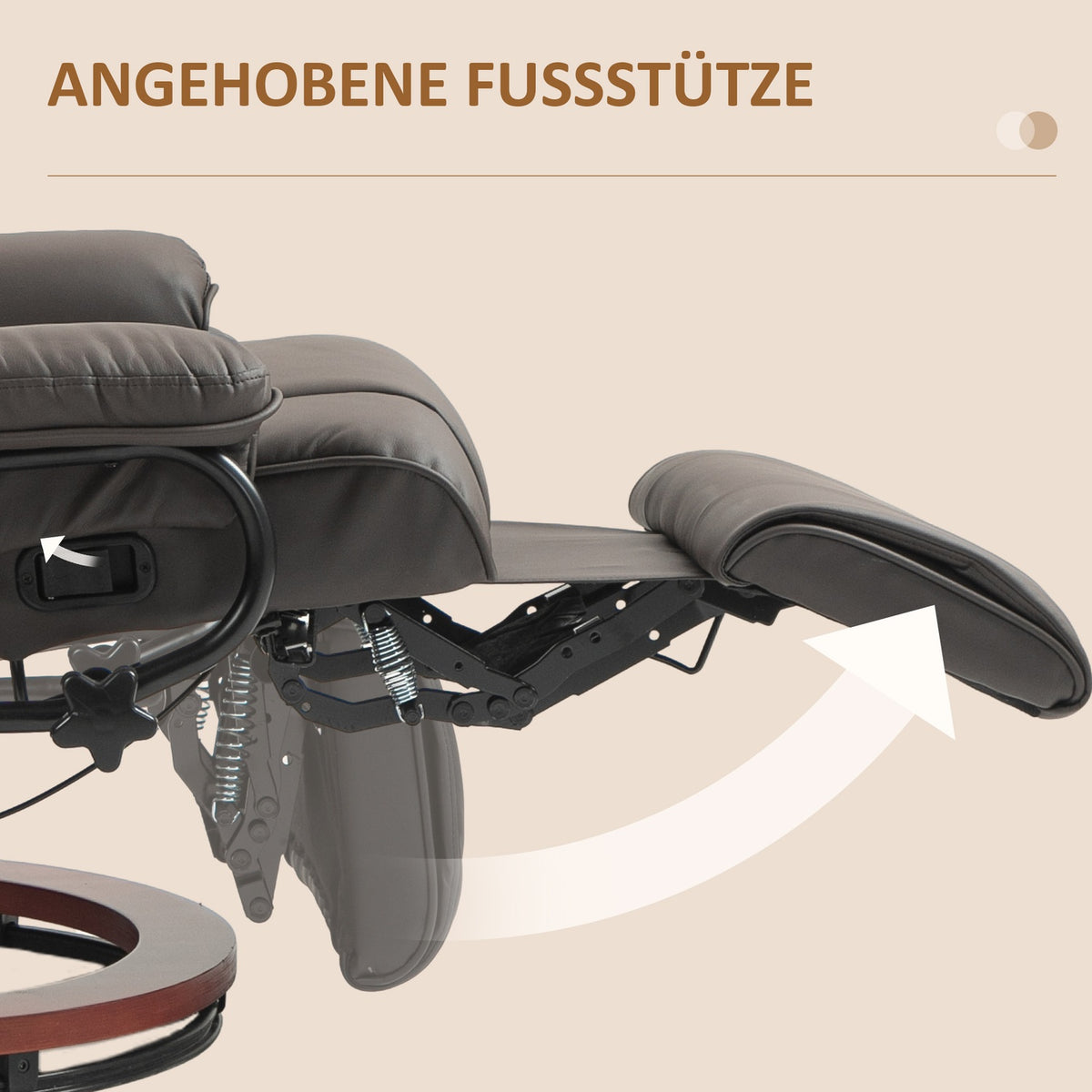 Relaxation chair, TV chair with reclining function, rotating recliner, TV chair with adjustable backrest, reclining chair, load-bearing up to 150 kg, faux leather, brown