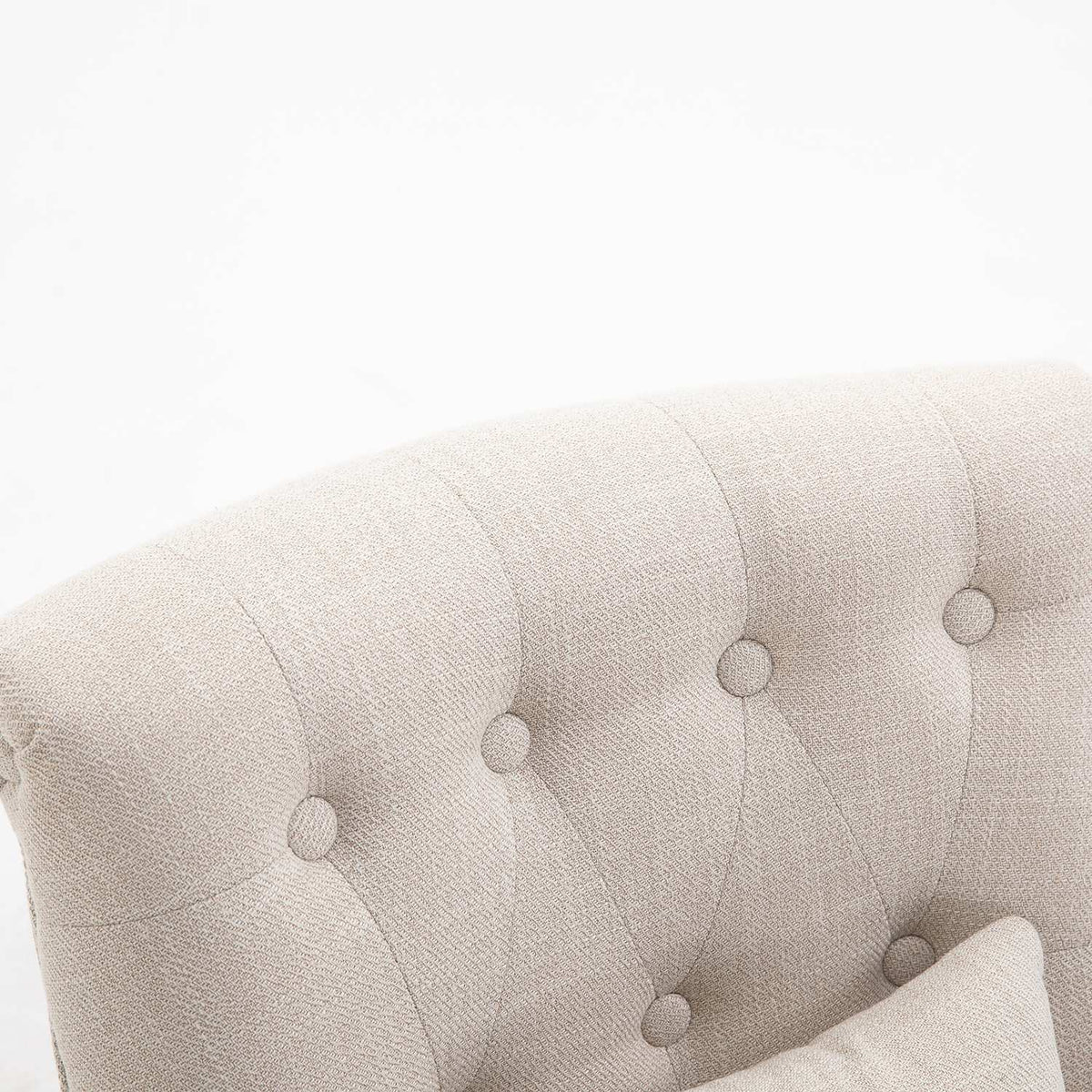 Relaxation chair, armchair with back cushion, lounge chair with linen look, wooden legs, for living room, bedroom, 52.5 x 69 x 77 cm, cream white