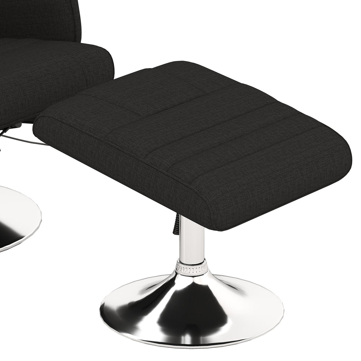 Relaxation chair with footstool, rotating massage chair with reclining function, 8 point vibration massage, electric TV chair with remote control, linen look, steel, black