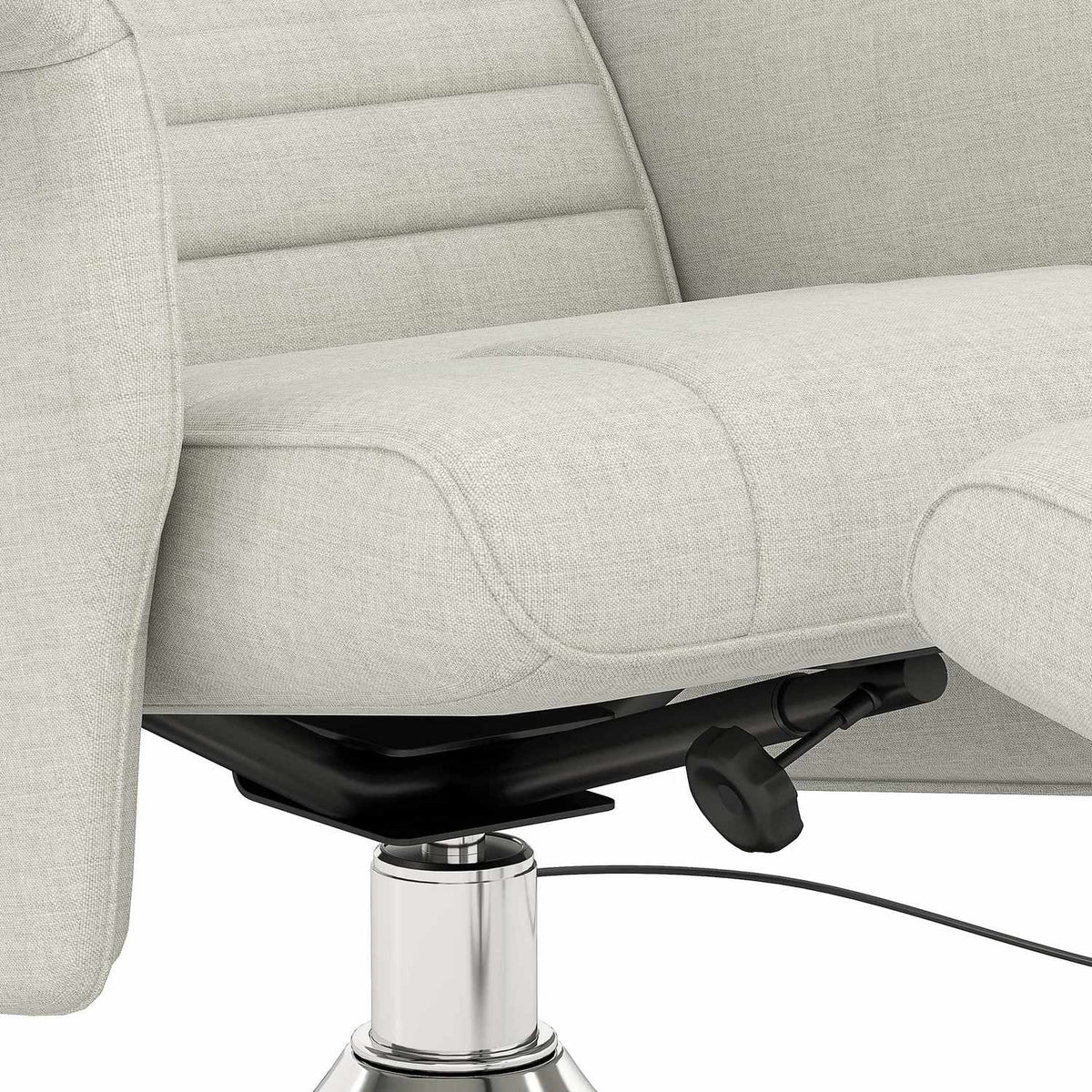 Relaxation chair with footstool, rotating massage chair with reclining function, 8 point vibration massage, electric TV chair with remote control, linen look, steel, cream white