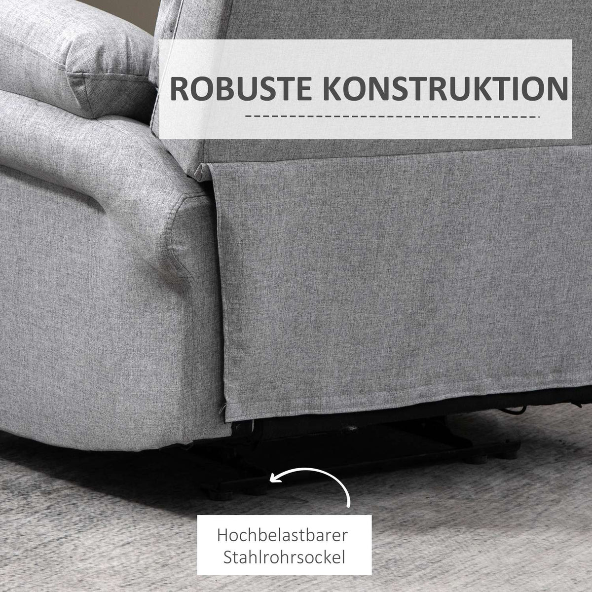Relaxation chair with reclining function, 165° tilt, folding footrest, linen touch, recliner, TV chair, 91 x 92 x 102 cm, light gray
