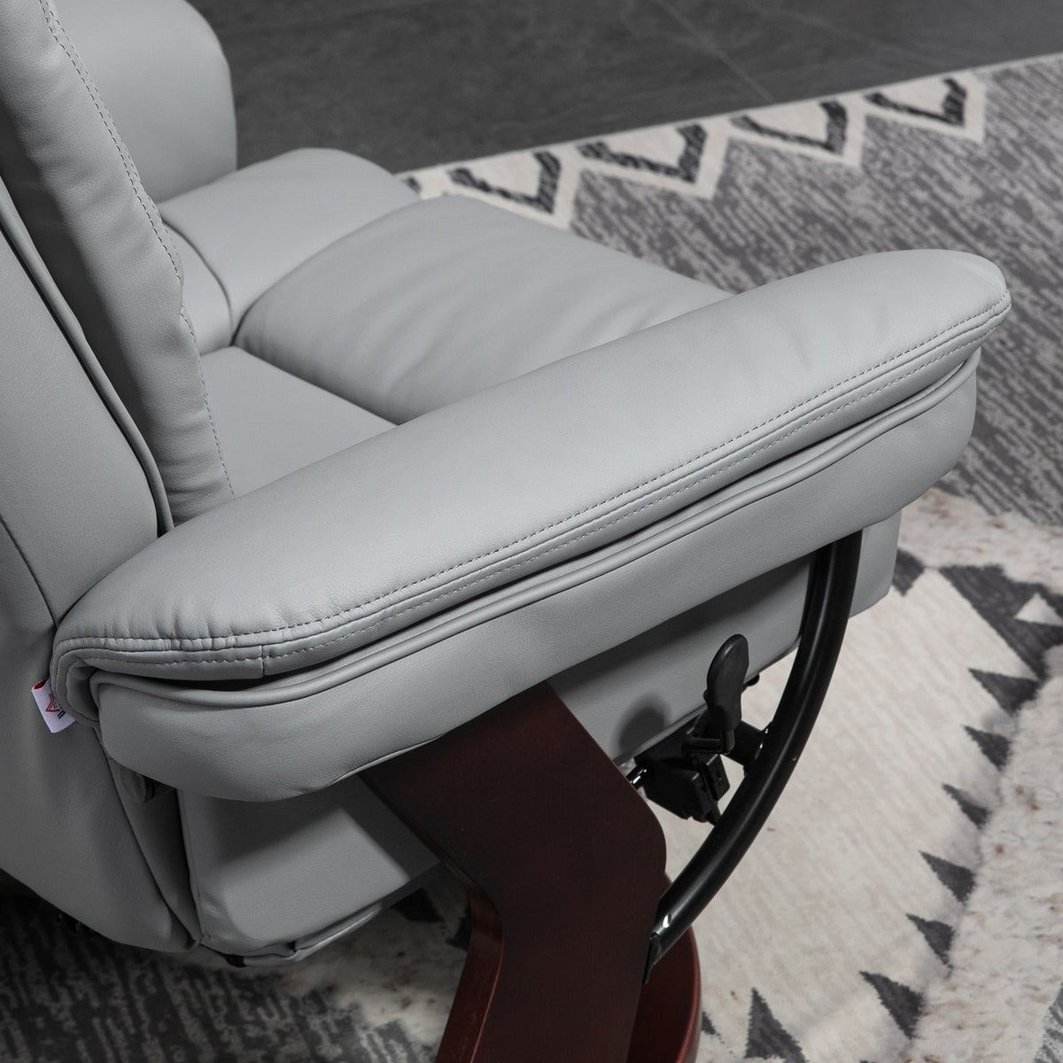 Relaxation chair with stool, 360° rotating TV chair with reclining function, TV chair, recliner, can hold up to 130 kg for living room, faux leather, gray