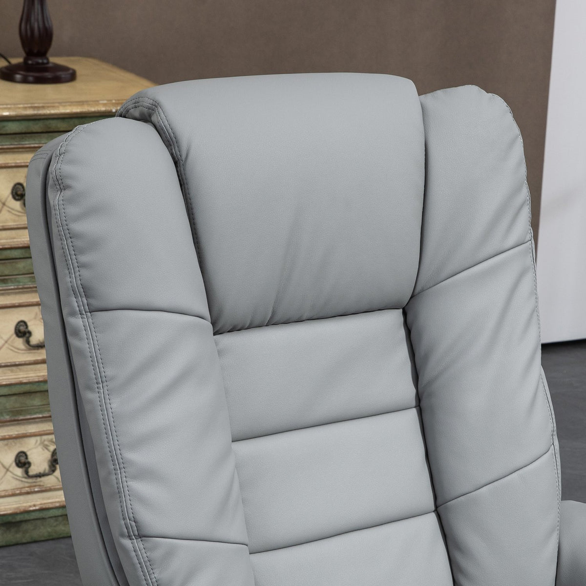Relaxation chair with stool, 360° rotating TV chair with reclining function, TV chair, recliner, can hold up to 130 kg for living room, faux leather, gray