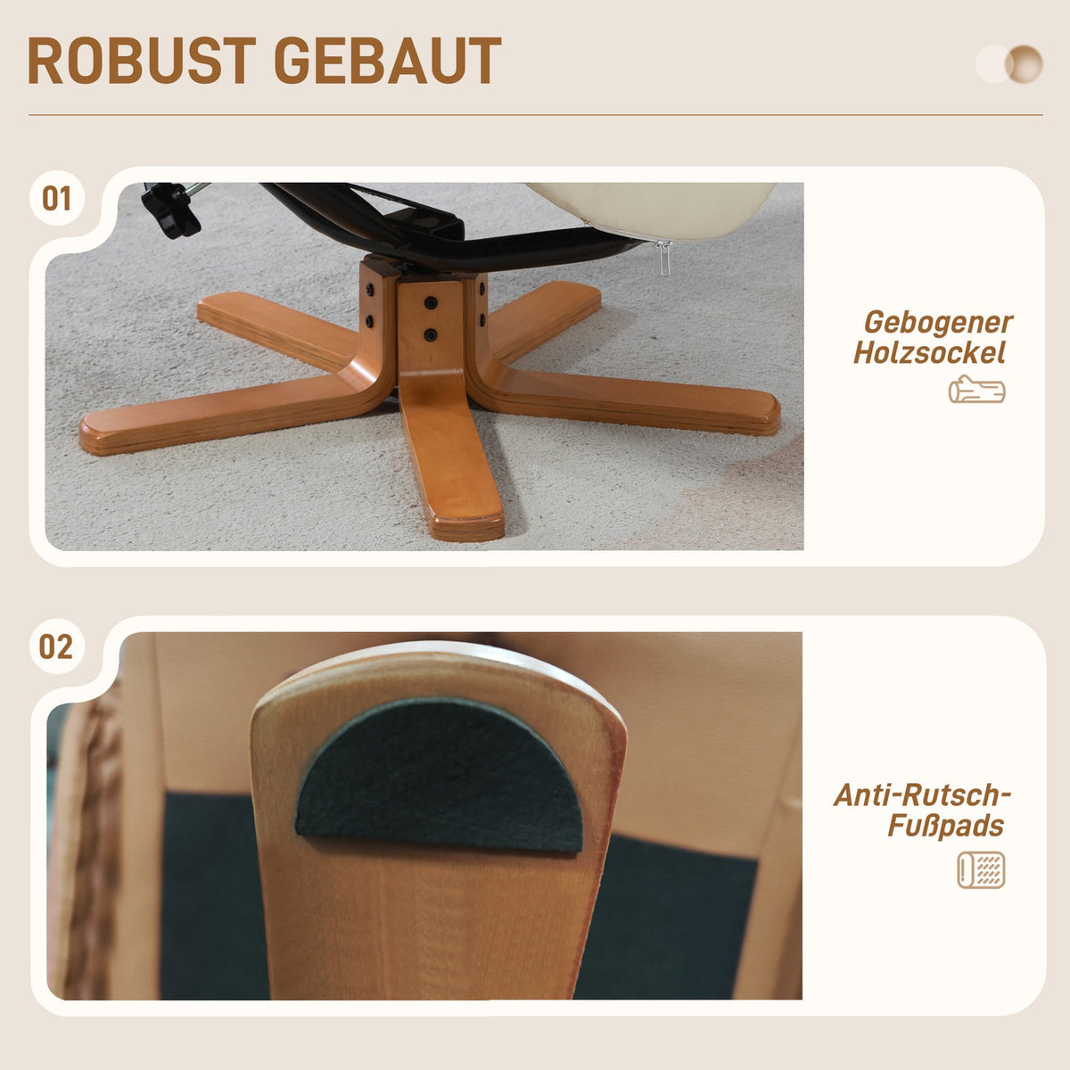 Relaxation chair with stool, TV chair with reclining function, rocker function, TV chair with high backrest, for living room, bedroom
