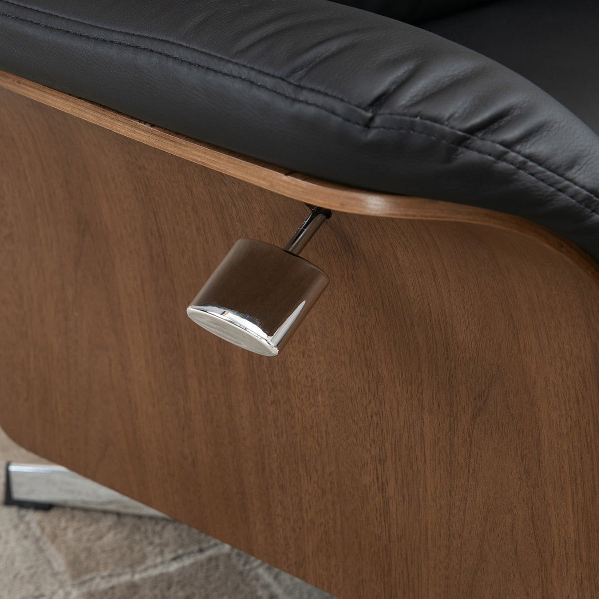 Relaxation chair with stool and reclining function, TV chair, swivel recliner, up to 150 kg, faux leather, black
