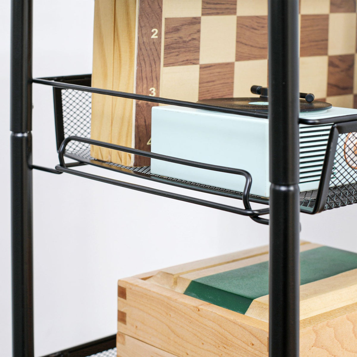 Removable Serving Trolley 4 Tier Kitchen Trolley with Hooks Storage Trolley with Handle Brakes for Kitchen Living Room Steel Black