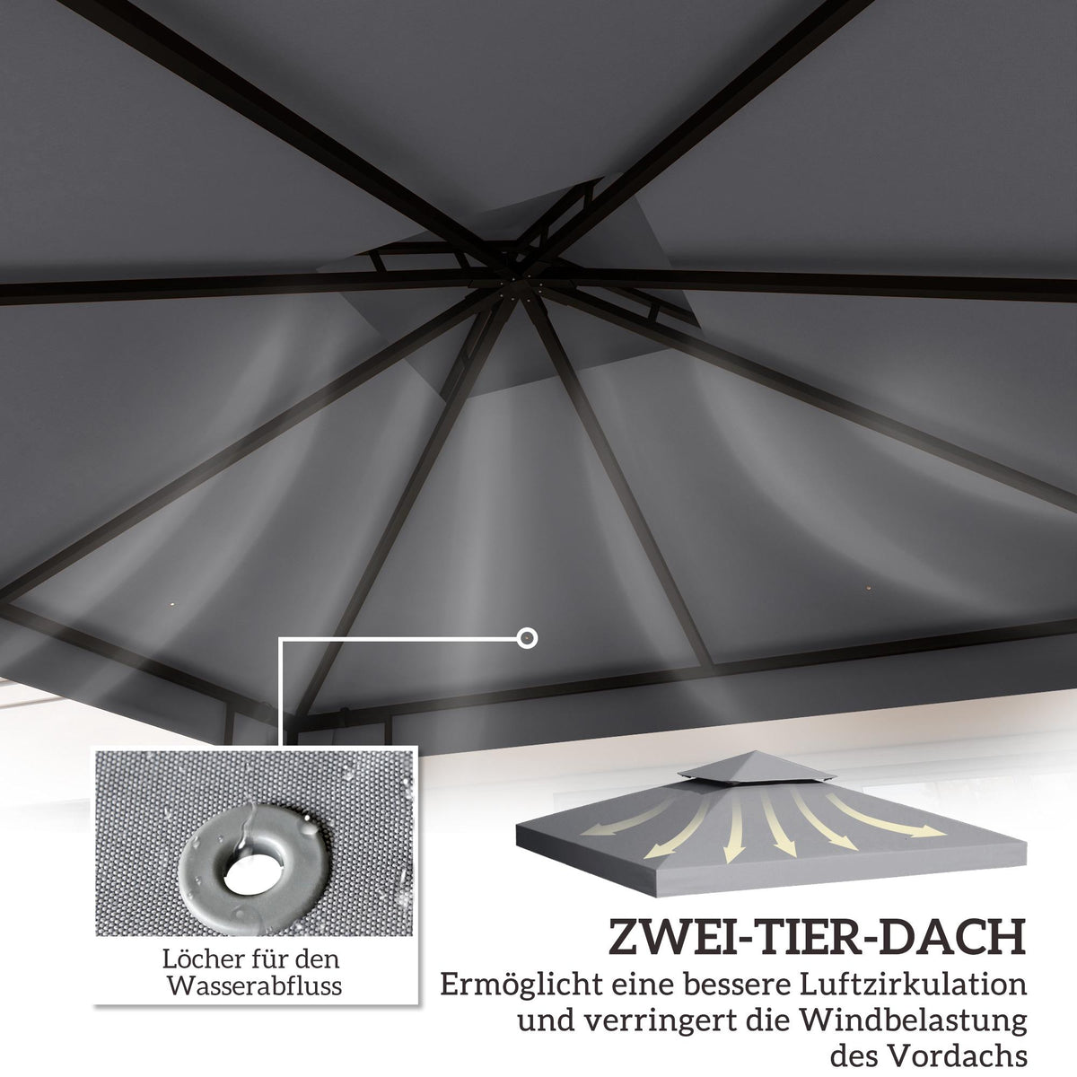 Replacement Canopy for 3x3m Gazebo, Waterproof, Light Grey