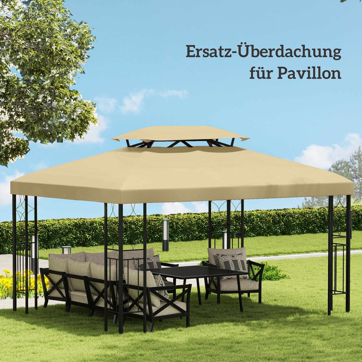Replacement Canopy for 3x4m Pavilion, Water-Repellent, Beige