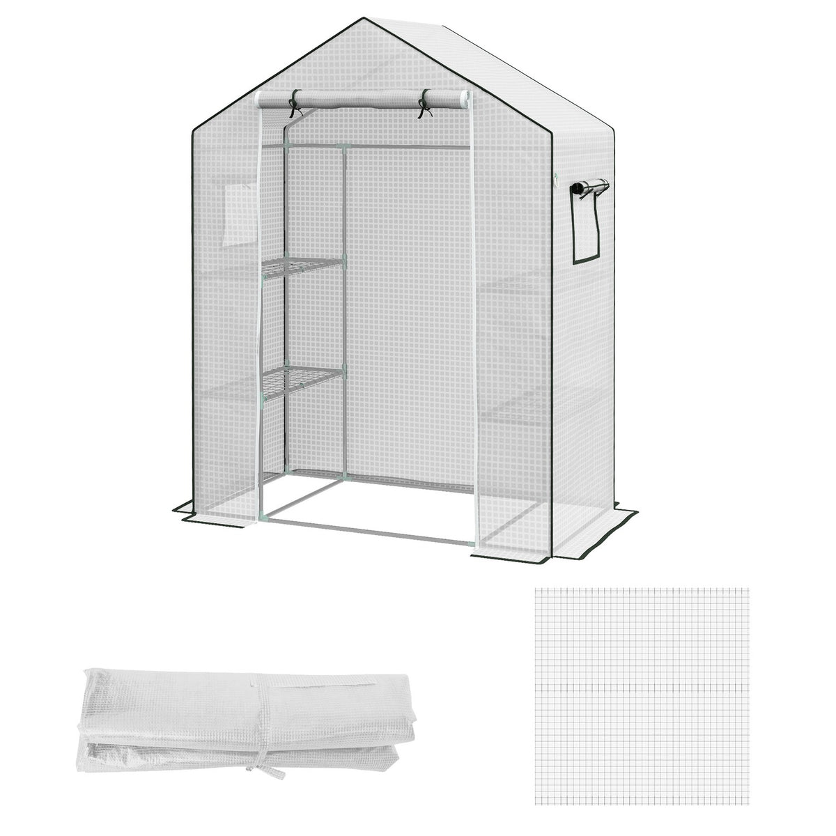 Replacement Film PE Film Replacement Cover with UV Protection, Rolling Door, Side Window, Greenhouse Film for Greenhouse, Tomato House, 140 x 73 x 190 cm, White