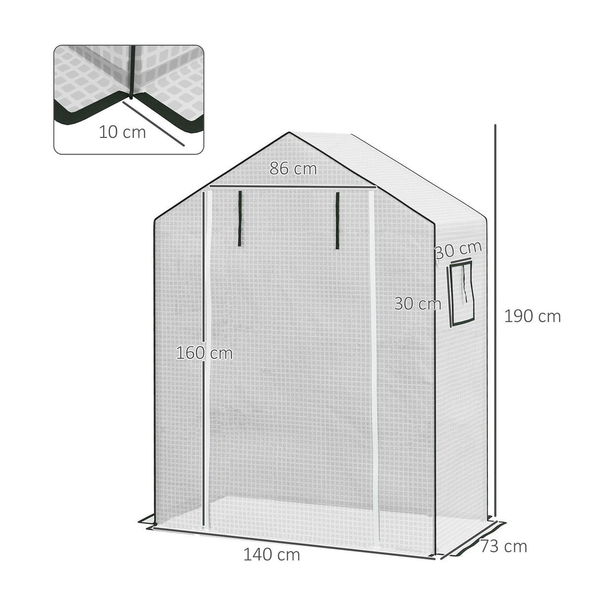 Replacement Film PE Film Replacement Cover with UV Protection, Rolling Door, Side Window, Greenhouse Film for Greenhouse, Tomato House, 140 x 73 x 190 cm, White