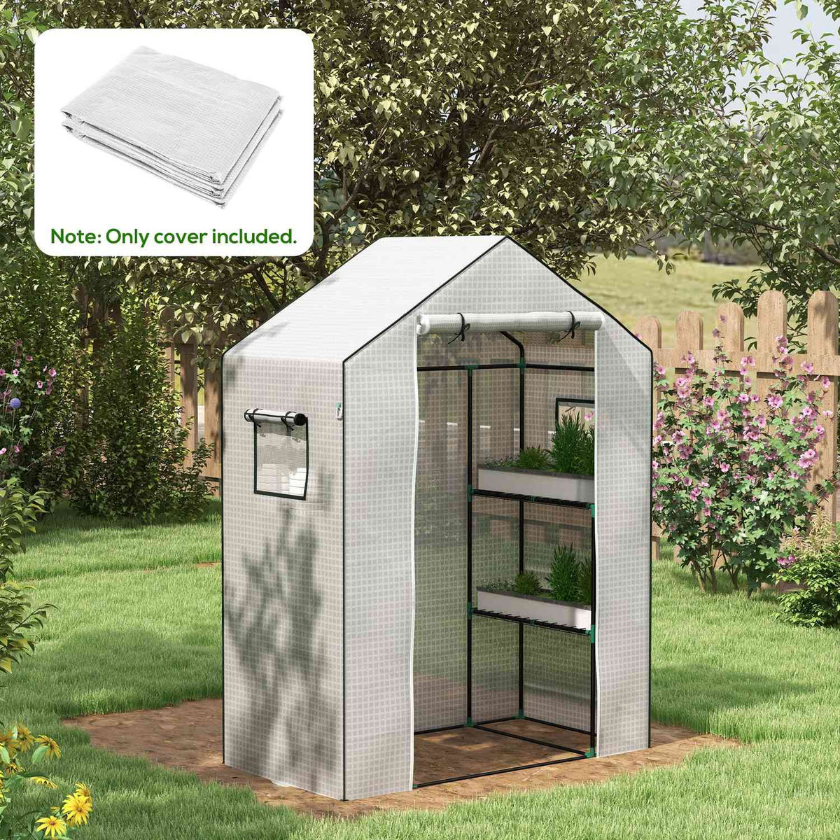 Replacement Film PE Film Replacement Cover with UV Protection, Rolling Door, Side Window, Greenhouse Film for Greenhouse, Tomato House, 140 x 73 x 190 cm, White