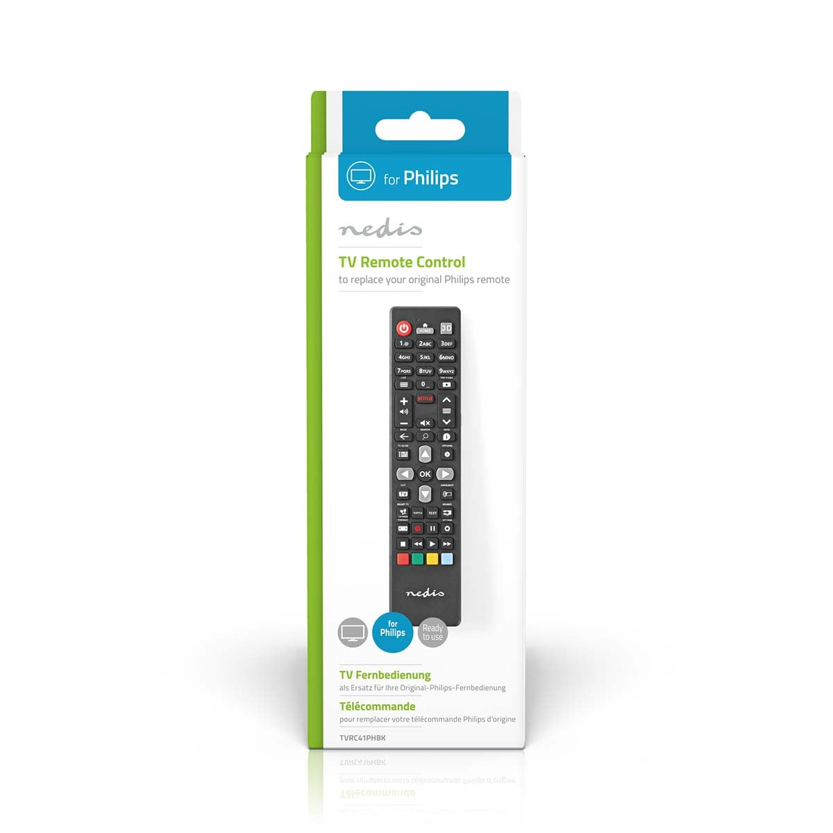 Replacement Remote Control | Fits: Philips | Fixed | 1 Unit | Ambilight Button / Netflix Button / Rakuten TV Button | Infrared | Black
