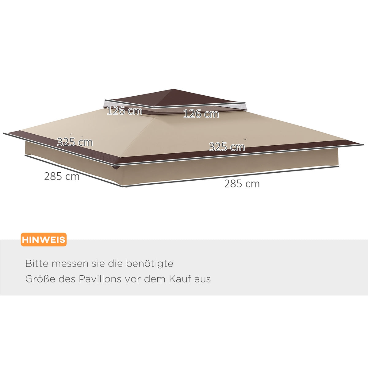 Replacement Roof 3.25 X 3.25 M Gazebo Roof For Metal Gazebo Garden Gazebo Party Tent Garden Tent Polyester Coffee