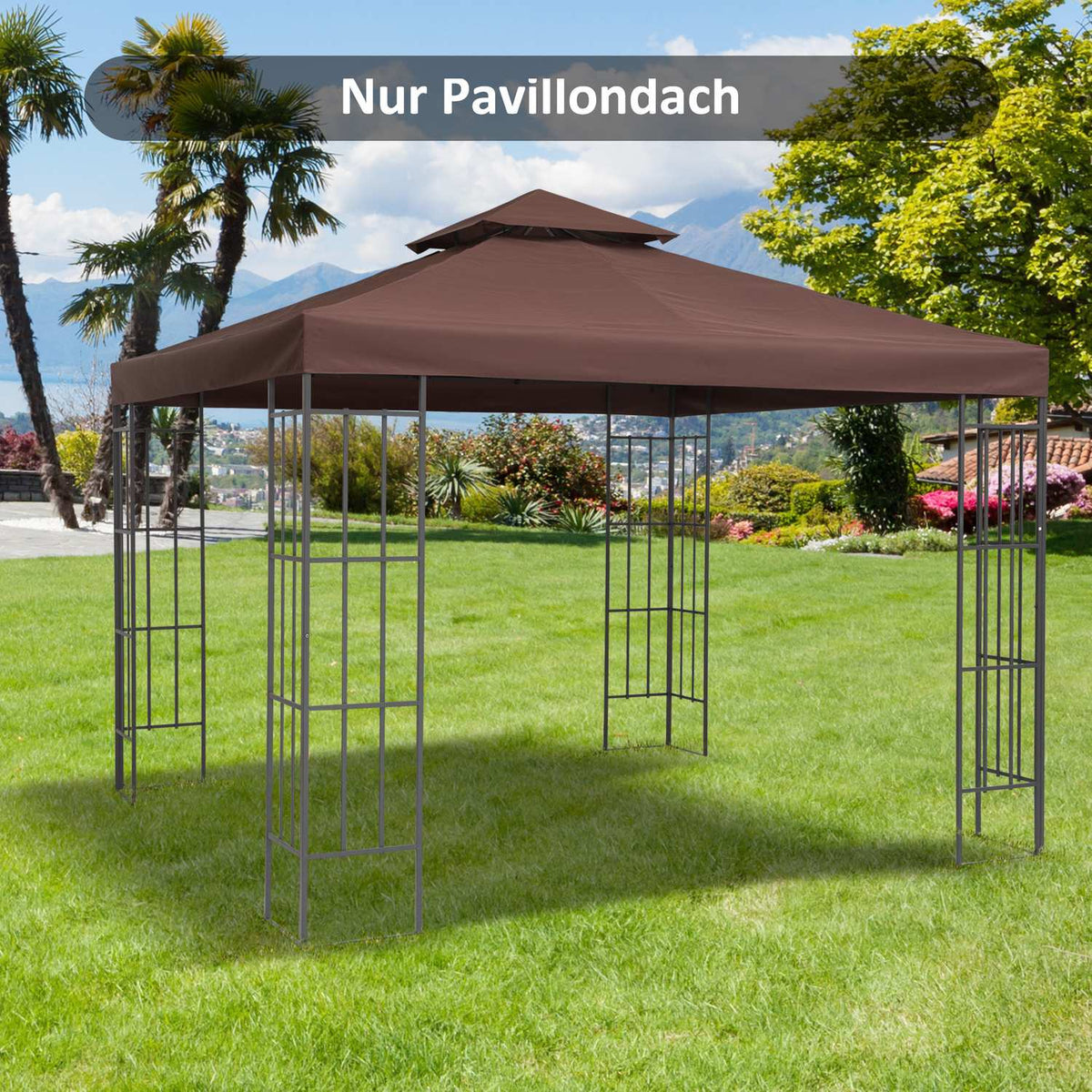 Replacement Roof 3X3M Gazebo Roof For Metal Gazebo, Polyester, Coffee