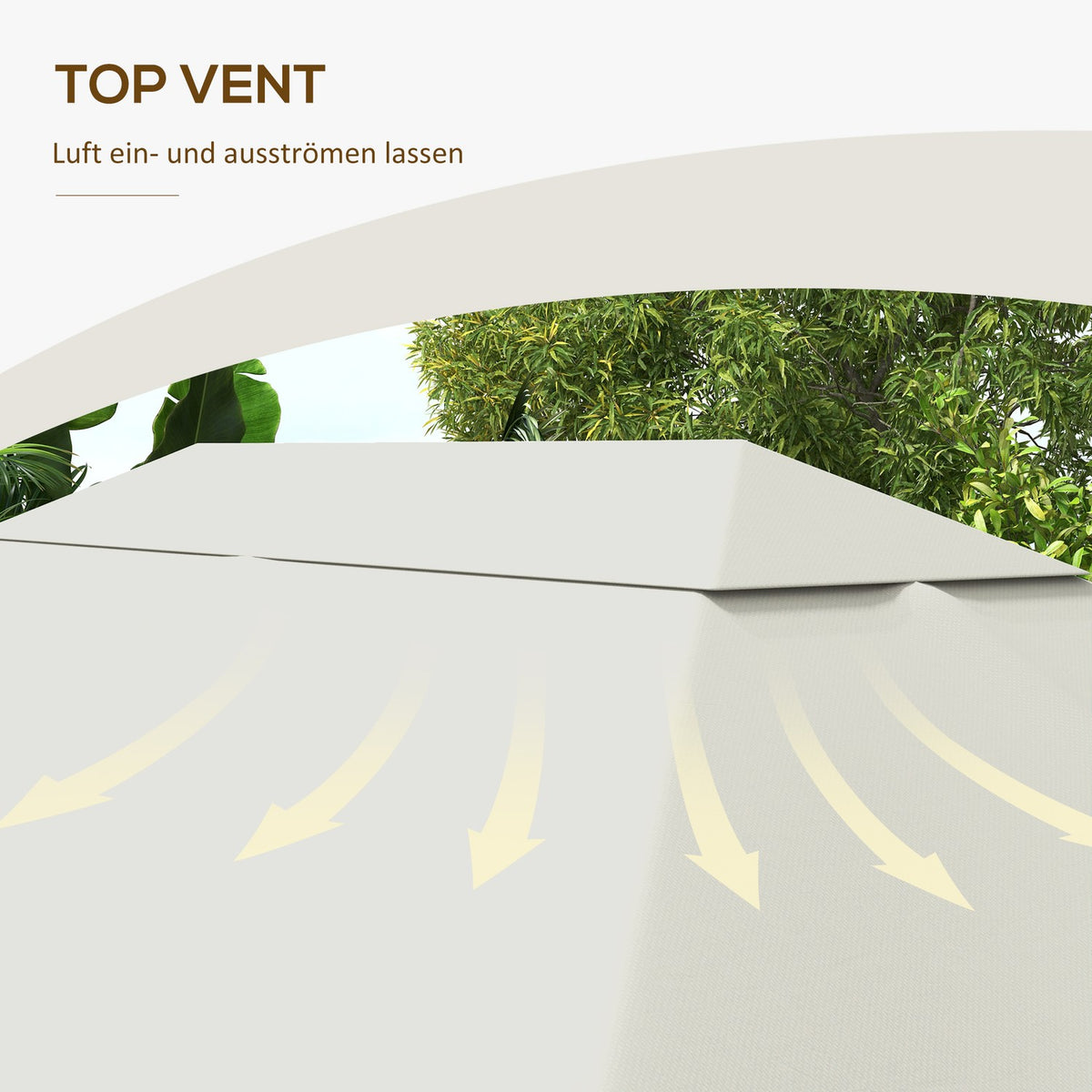Replacement Roof For Garden Gazebo 3.97X2.97M Uv Protection, Waterproof Gazebo Roof, Cream