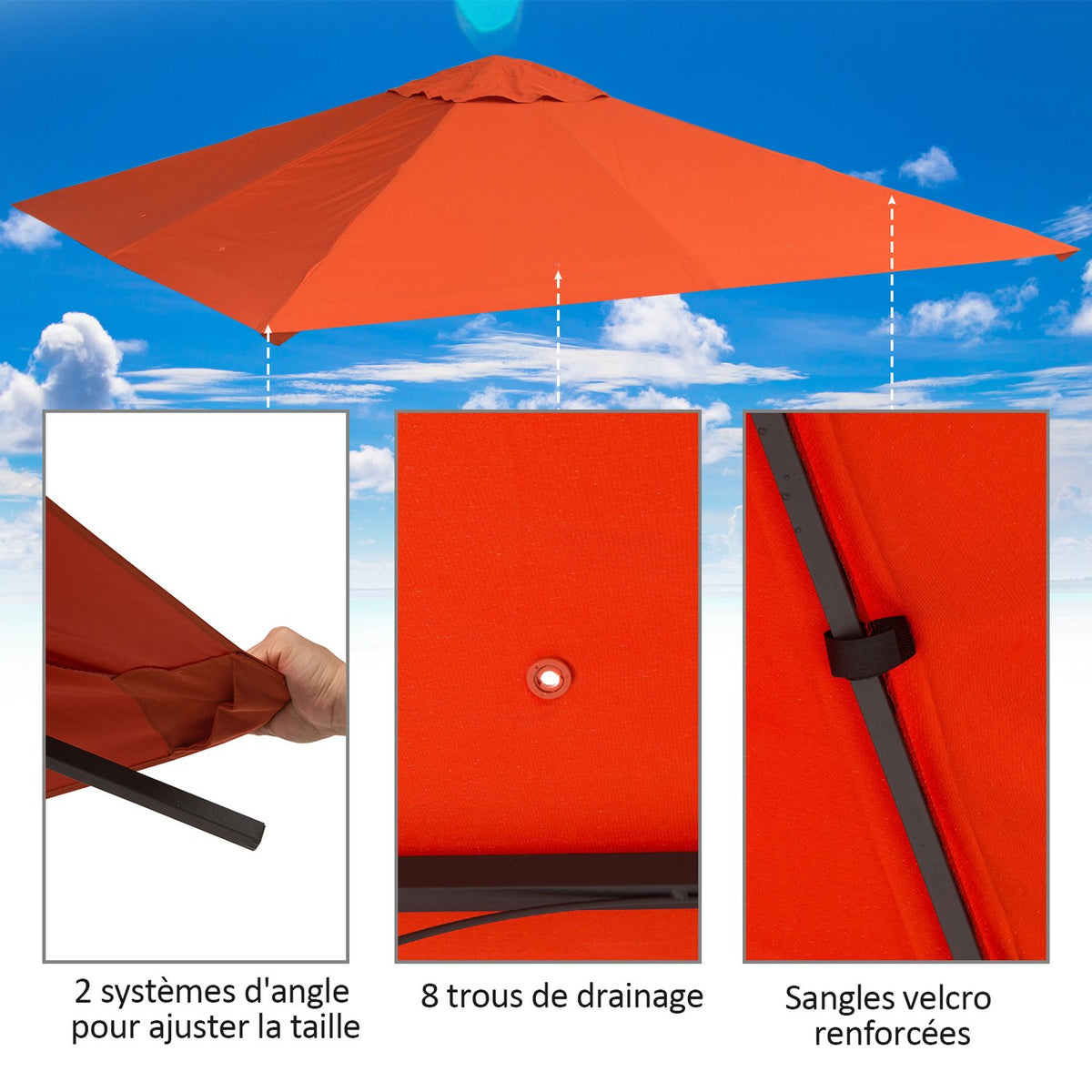 Replacement Roof For Gazebo Sun Protection Gazebo Cover Made Of Polyester, Orange, 2.98 X 2.95 M