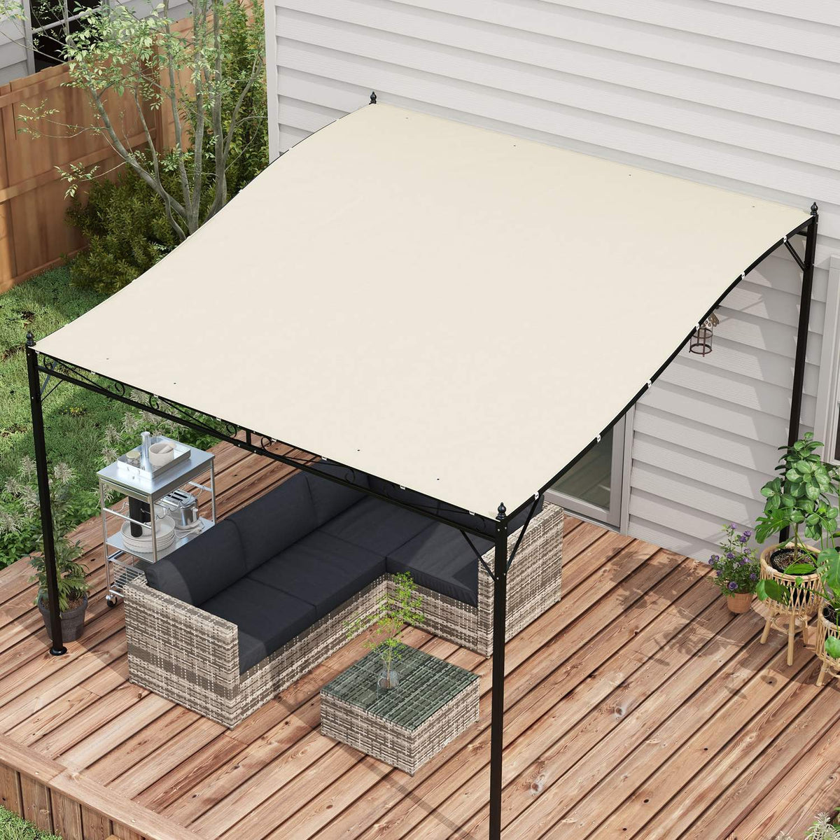 Replacement Roof For Pergola 297X243Cm Awning For Patio Canopy, Uv Protection, For 3X2.5M Gazebo, Beige