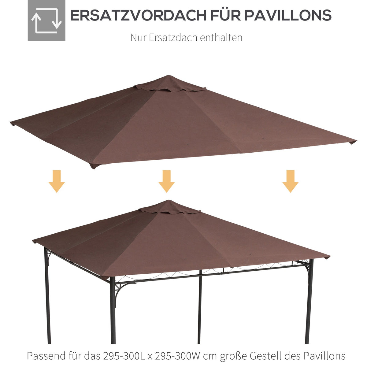 Replacement Roof Gazebo 2.93X2.93M Gazebo Cover Sun Protection Polyester Coffee