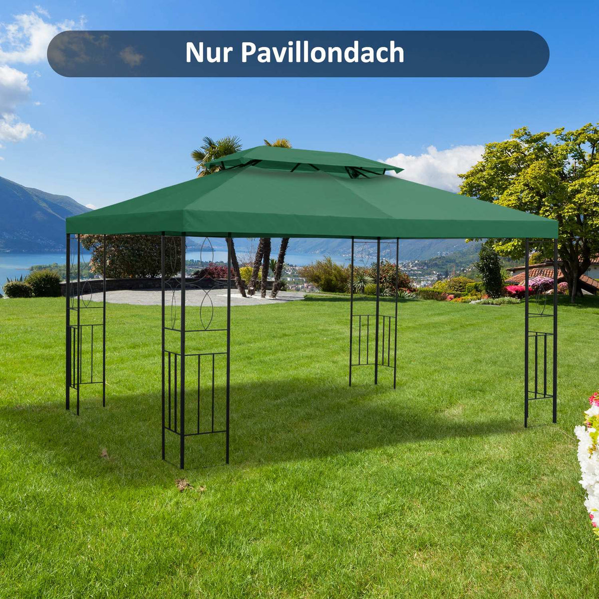 Replacement Roof Gazebo Roof For Garden Gazebo, Polyester, 3X4M, Green