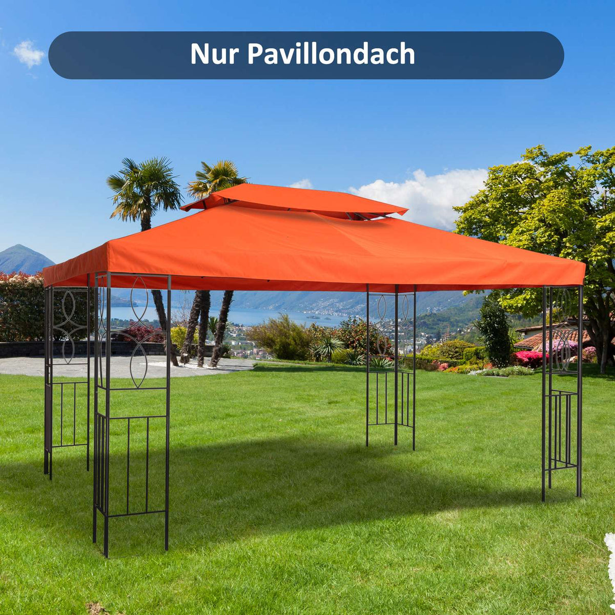 Replacement Roof Gazebo Roof For Metal Gazebo Garden Gazebo Party Tent Garden Tent Polyester 3X4M Rust Red