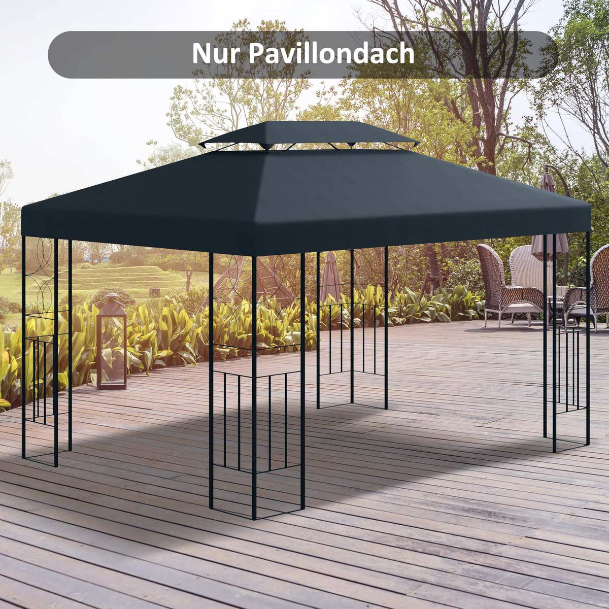 Replacement Roof Gazebo Roof Garden Gazebo Polyester 3X4M Charcoal Gray