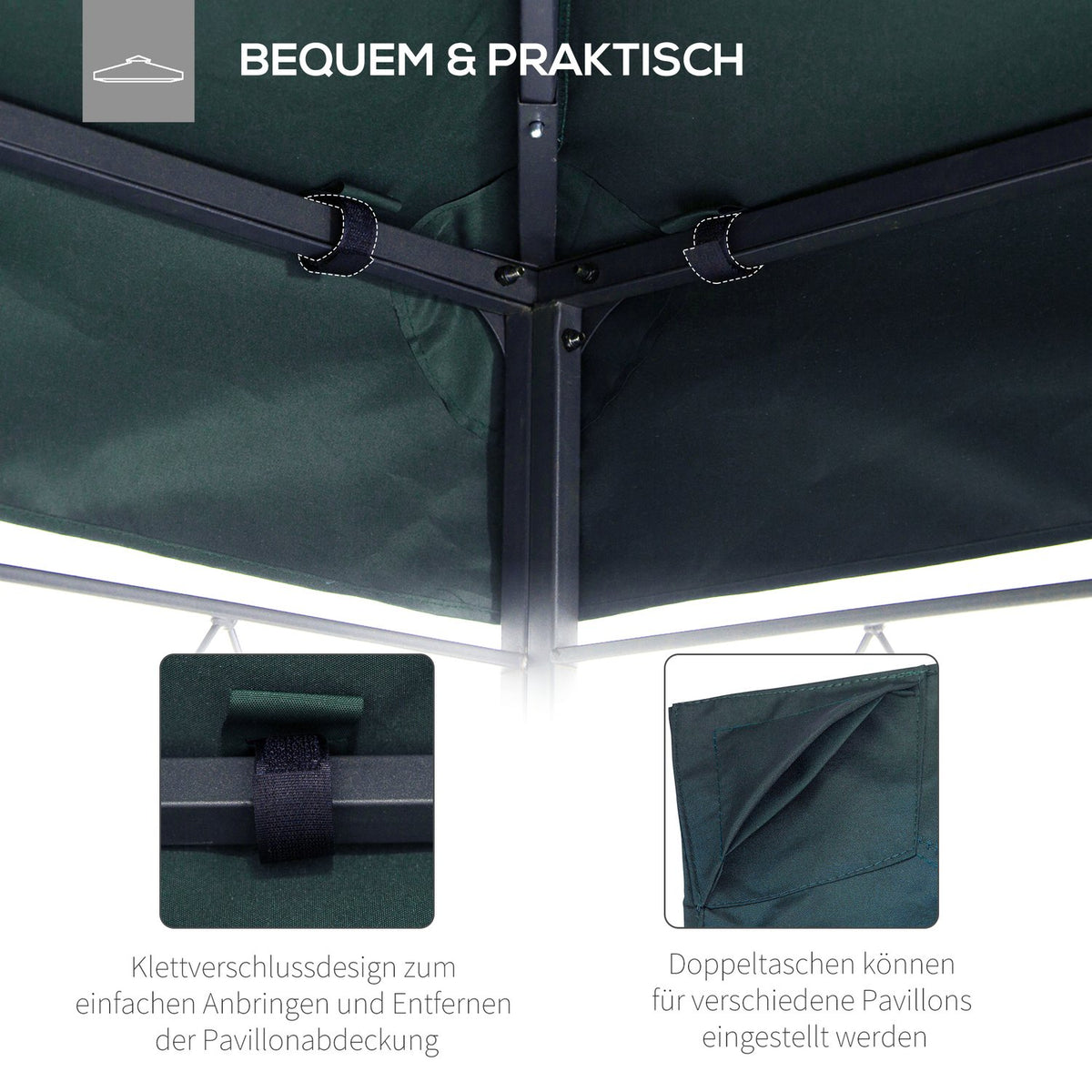 Replacement Roof Gazebo Roof Garden Gazebo Polyester 3X4M Charcoal Gray