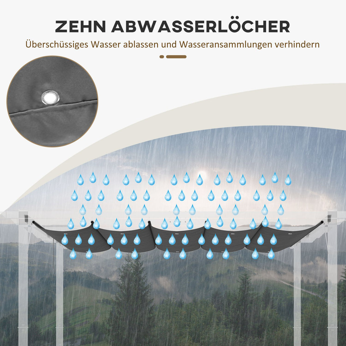 Replacement Roof for Pergola 2.5 x 2.55 m Pergola Roof with Drainage Holes, Shade Cover for Garden & Patio, Dark Gray