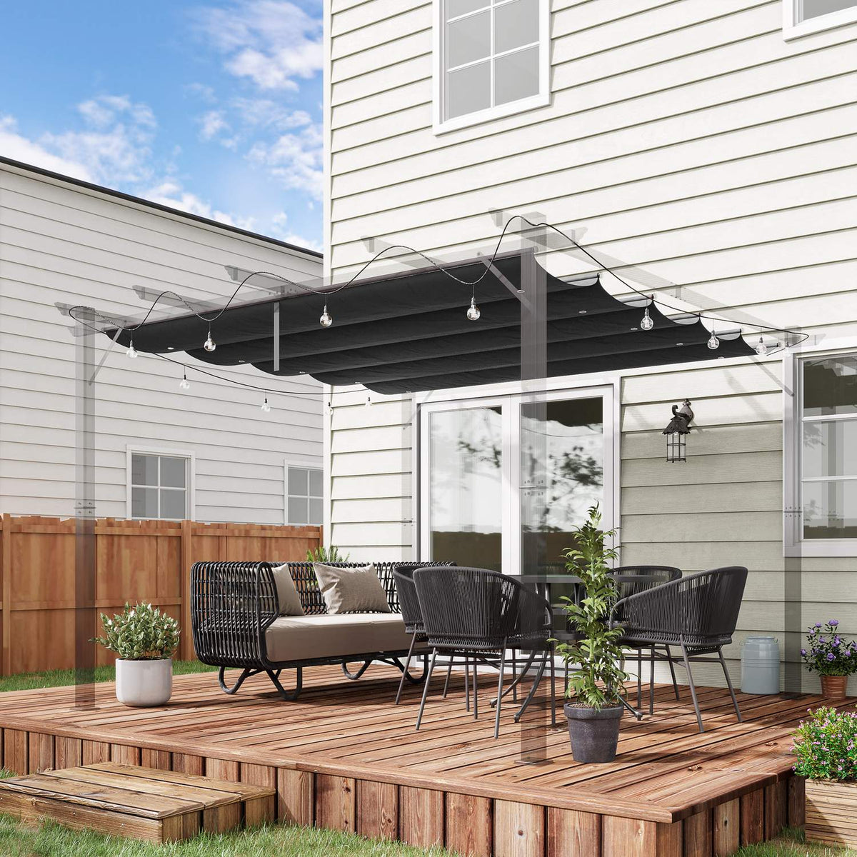 Replacement Roof for Pergola 2.5 x 2.55 m Pergola Roof with Drainage Holes, Shade Cover for Garden & Patio, Dark Gray