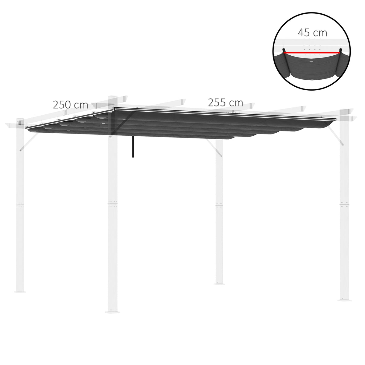 Replacement Roof for Pergola 2.5 x 2.55 m Pergola Roof with Drainage Holes, Shade Cover for Garden & Patio, Dark Gray