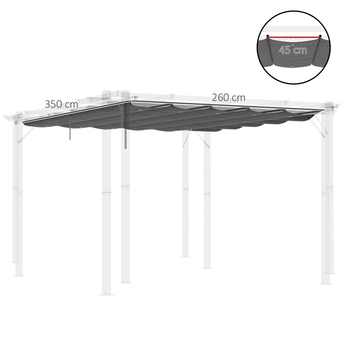 Replacement Roof for Pergola 3.5 x 2.5 m Pergola Roof with Drainage Holes, Shade Cover for Garden & Patio, Dark Gray