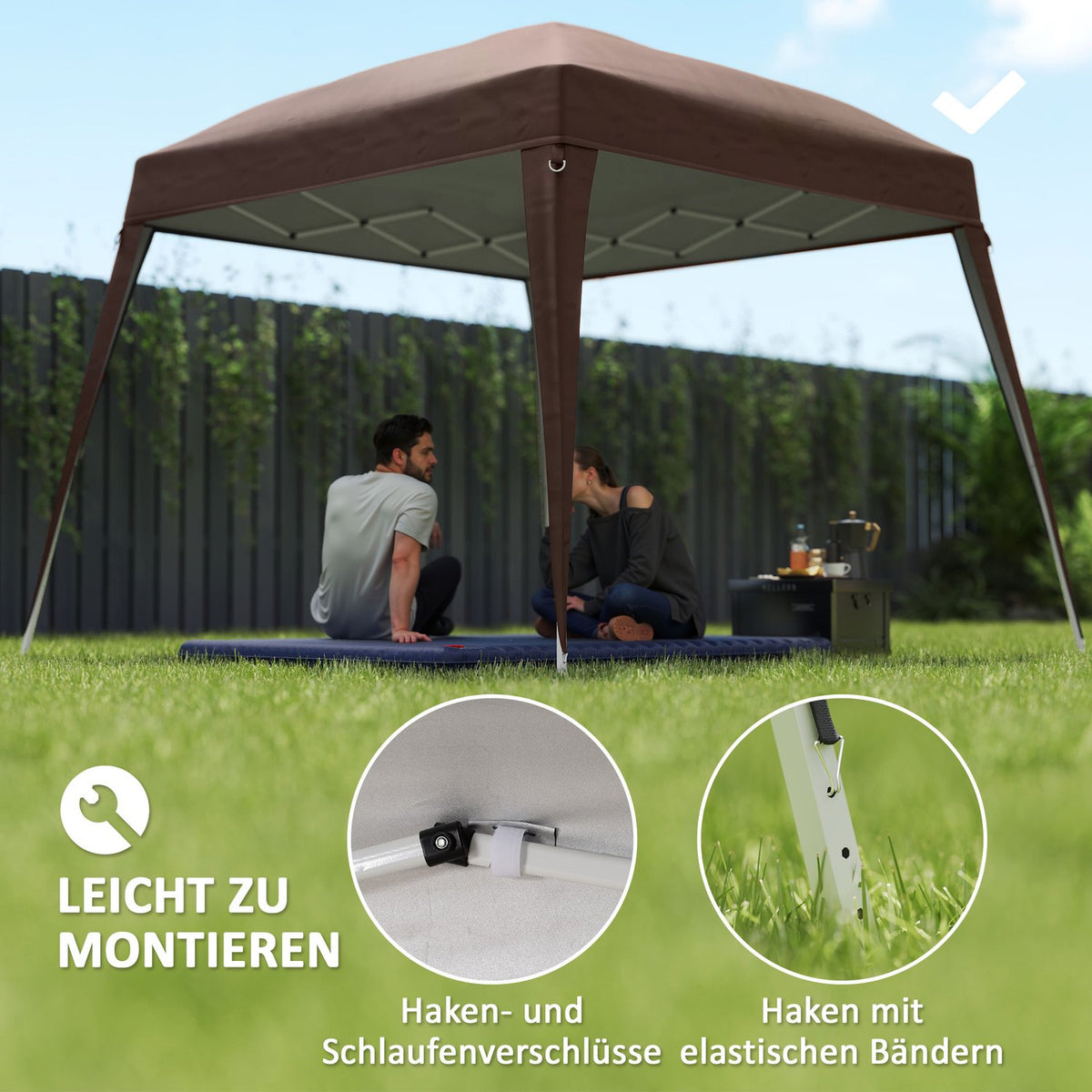 Replacement roof for pavilion 3x3 m, water-repellent, stable, winter-proof pavilion roof for folding pavilion, storm-proof party tent, replacement cover, cover with single roof, canopy for garden pavilion, coffee
