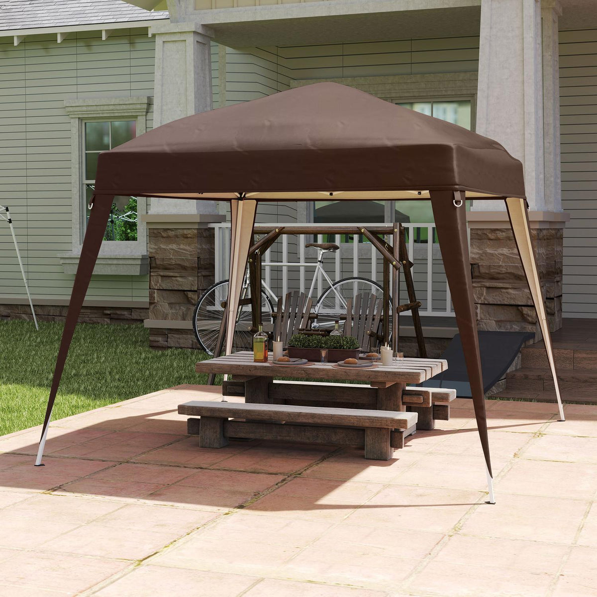Replacement roof for pavilion 3x3 m, water-repellent, stable, winter-proof pavilion roof for folding pavilion, storm-proof party tent, replacement cover, cover with single roof, canopy for garden pavilion, coffee