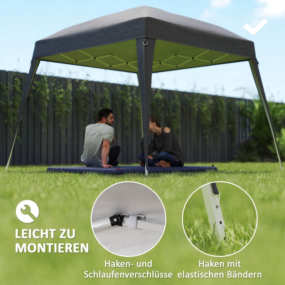 Replacement roof for pavilion 3x3 m, water-repellent, stable, winter-proof pavilion roof for folding pavilion, storm-proof party tent, replacement cover, cover with single roof, canopy for garden pavilion, dark grey