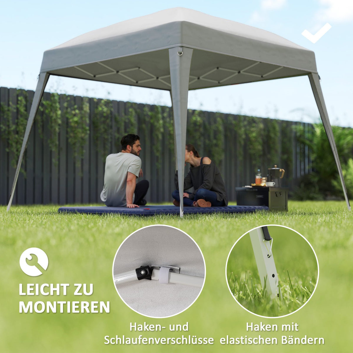 Replacement roof for pavilion 3x3 m, water-repellent, stable, winter-proof pavilion roof for folding pavilion, storm-proof party tent, replacement cover, cover with single roof, canopy for garden pavilion, light grey