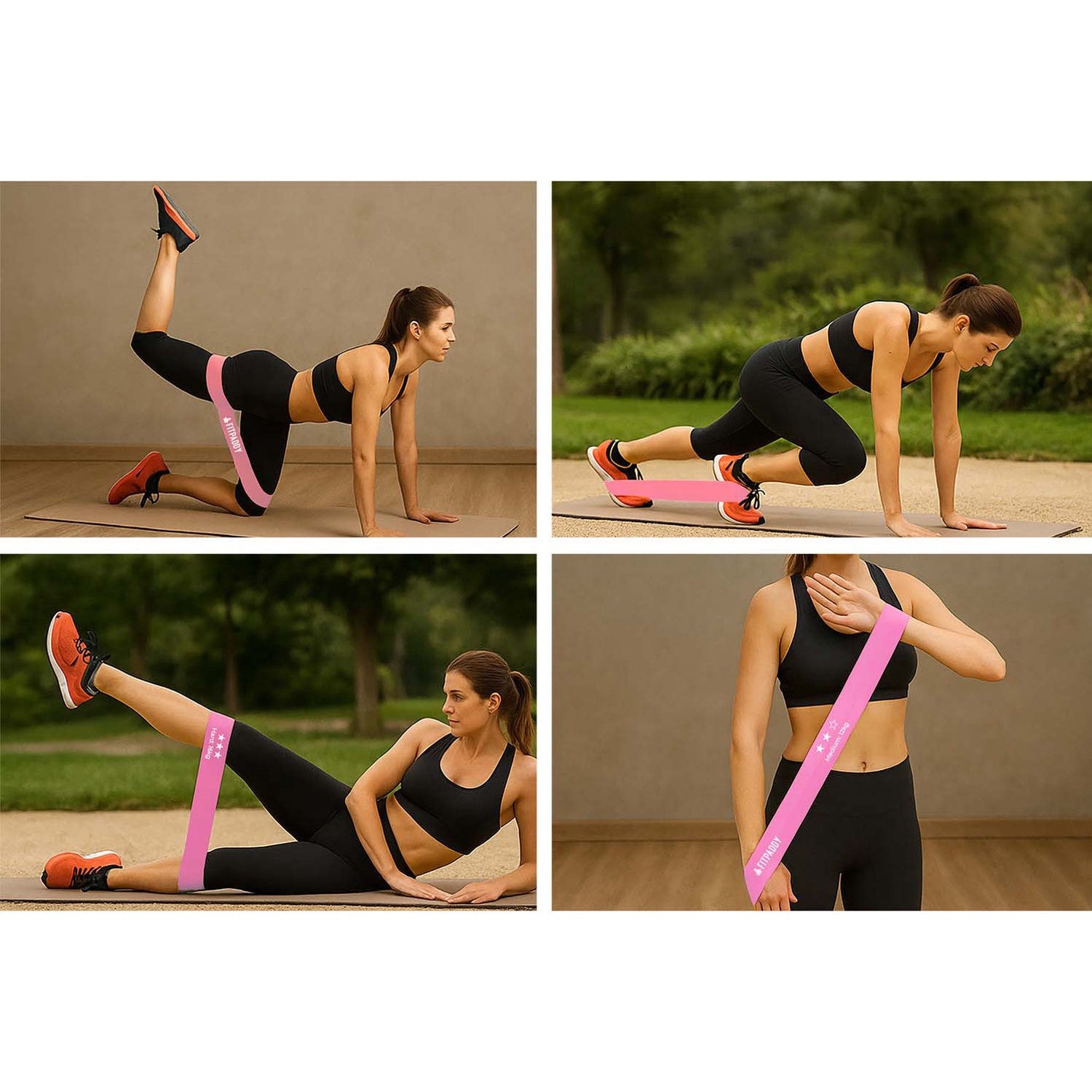 Resistance Bands Set – 3 Pink Elastic Bands for Home Workout