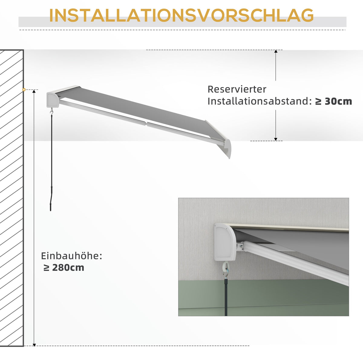 Retractable Awning, 295x250 cm, Remote Control, Light Grey